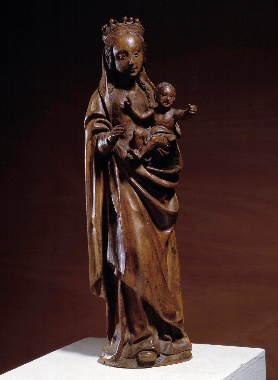 Jungfrau und Kind Holzskulptur des 14. Jahrhunderts. Hergestellt im Norden Frankreichs. Musée Vivenel, Compiègne von Unknown artist