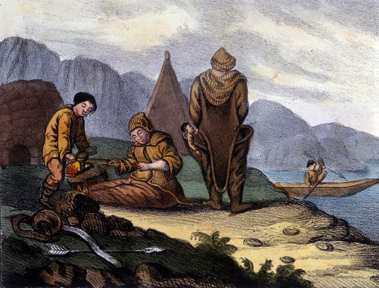 Westgrönland Küsten-Eskimos. Frühe 19. Jahrhundert Lithografie von Unknown artist