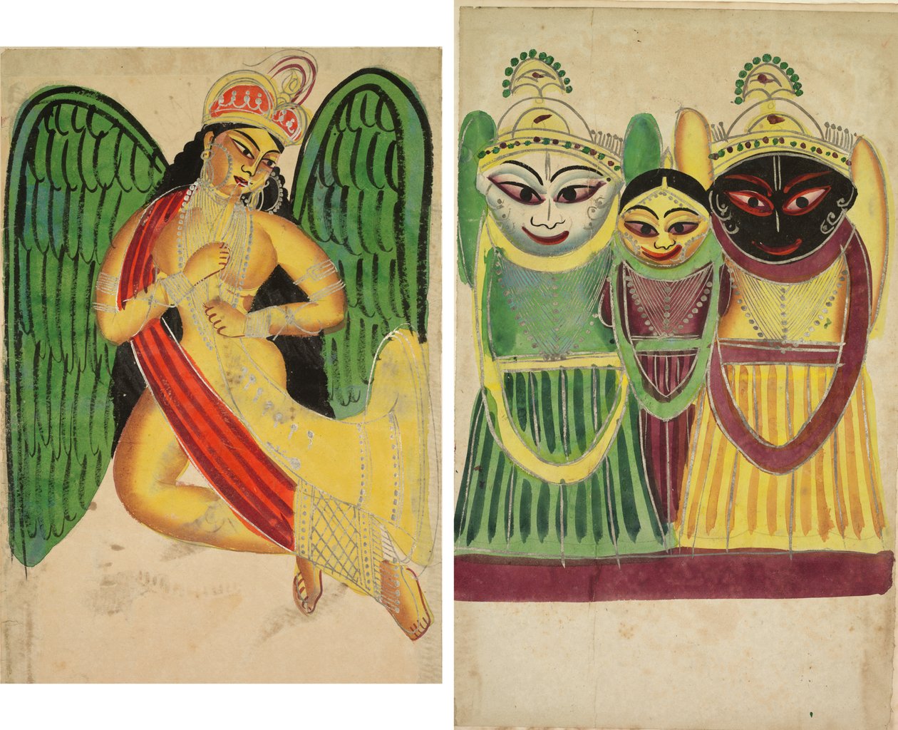 Geflügelte Apsara mit einem Horn (recto); Jagannatha Trio (verso) von Unknown artist