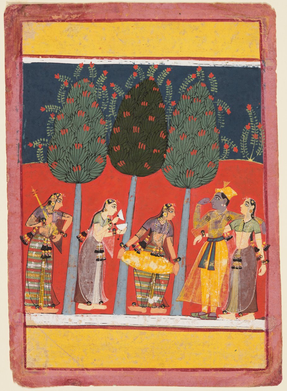 Frauen spielen Musik für Radha und Krishna: Chitrini Nayika, aus einem Rasikapriya von Unknown artist