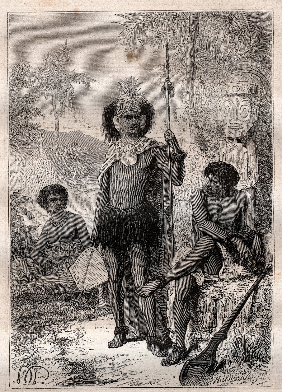Eingeborene der Marquesas-Inseln - Reise von Kapitän James Cook von Unknown artist