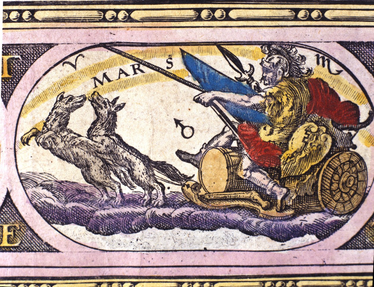 Darstellung des Gottes Mars. Gravur aus dem 17. Jahrhundert von Unknown artist