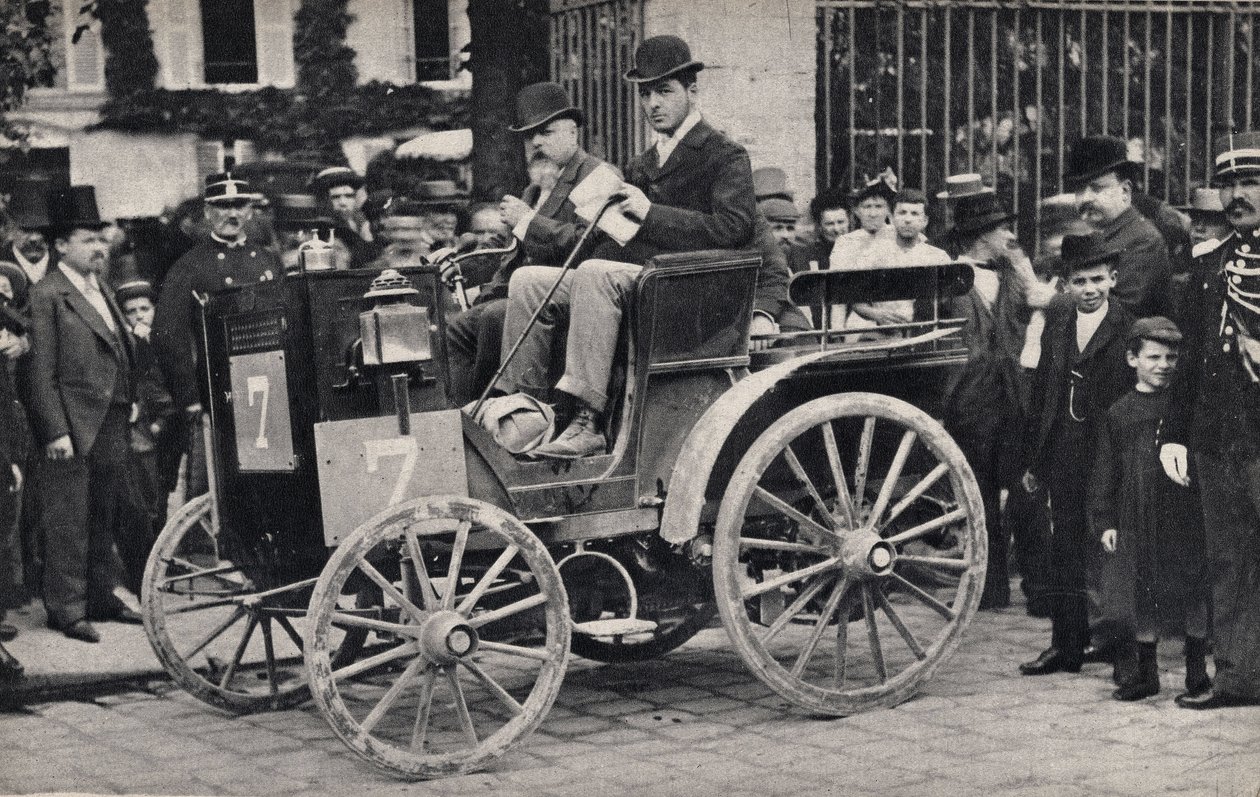 Wettbewerber bei einem pferdelosen Autorennen, Automobil von Unknown photographer