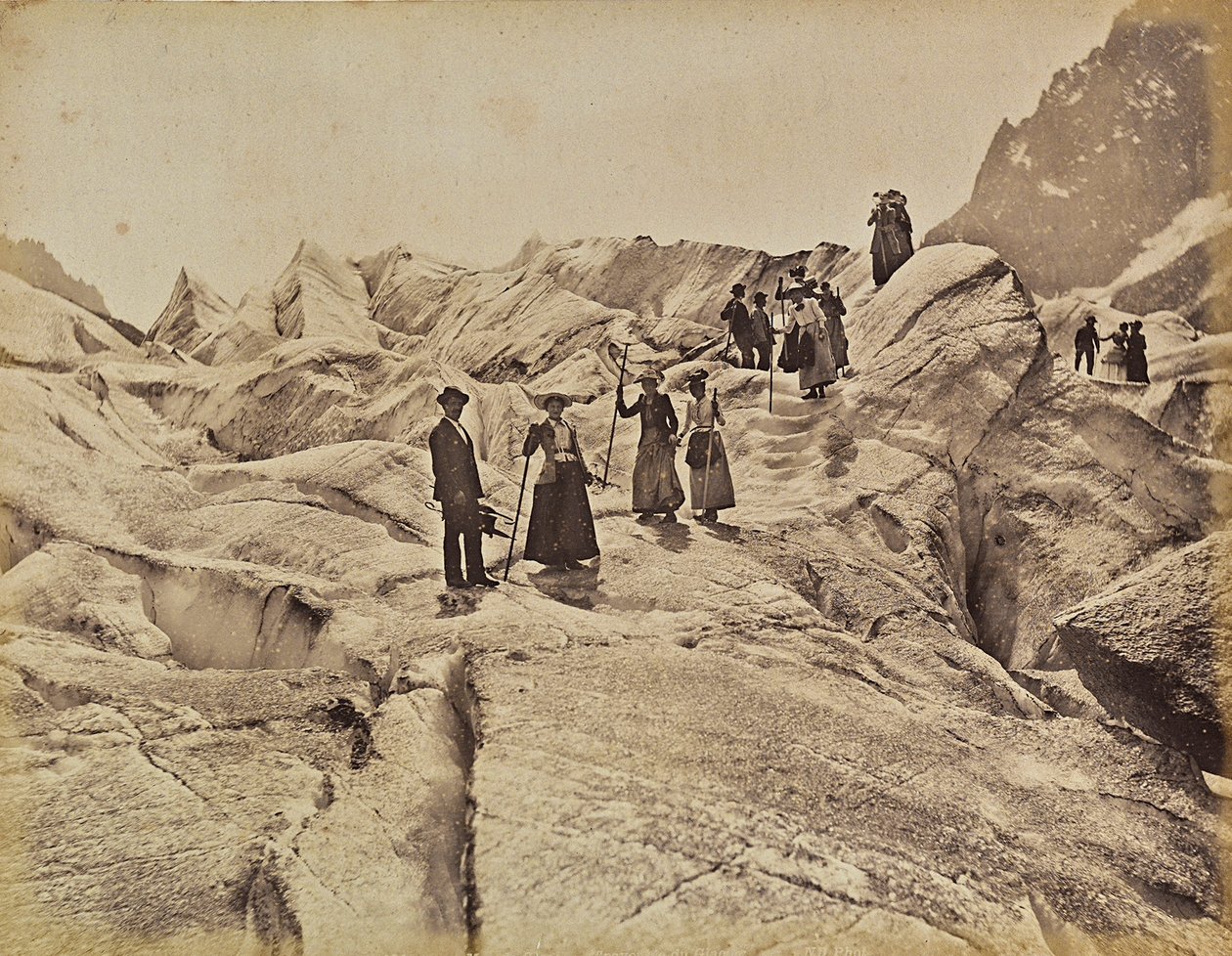 Wanderer auf dem "Mer de Glace" Eis auf dem Mont Blanc, Chamonix, Frankreich von Unknown photographer