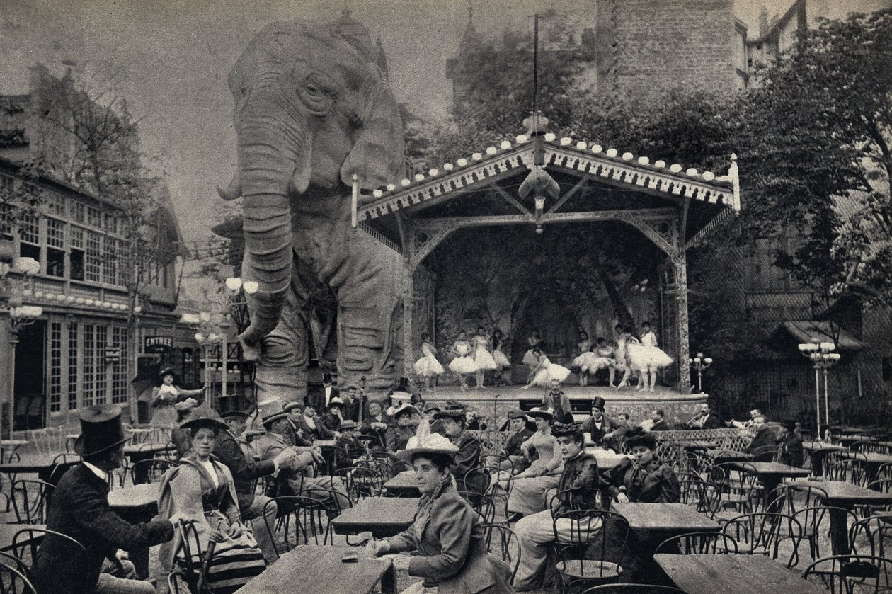 Szene aus dem Volksleben am Moulin Rouge in Paris. Fotografie, späte 19. Jahrhundert, Paris. Sammlung Selva. von Unknown photographer