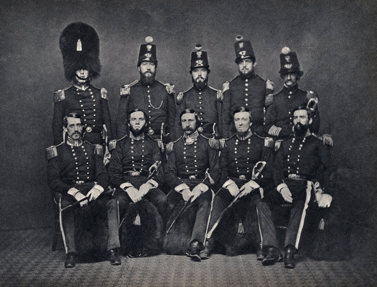 Porträt der Offiziere der belgischen Nationalgarde von Unknown photographer