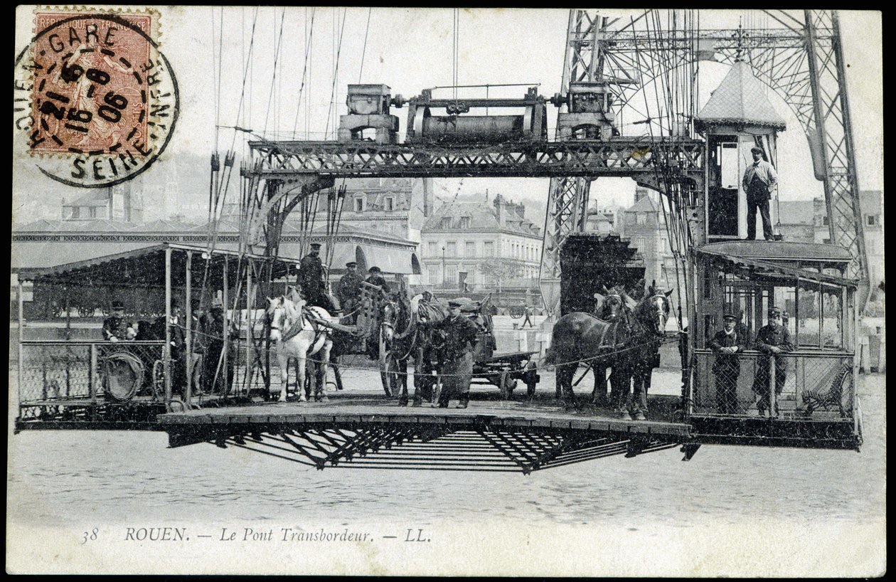 Postkarte vom Anfang des 20. Jahrhunderts. Normandie, Rouen: Die Fährbrücke. von Unknown photographer