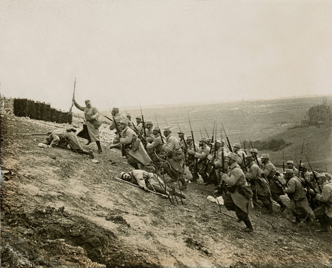 Krieg von 14-18 (1914-1918) - Propaganda - Fotografische stereoskopische Glasplatte LSU (L.S.U. La Stereoscopie Universelle) herausgegeben 1914: Entfernung des großen Sporns von Notre-Dame de Lorette (Gemeinde Ablain-Saint-Nazaire - Ablain Saint Nazaire, P von Unknown photographer