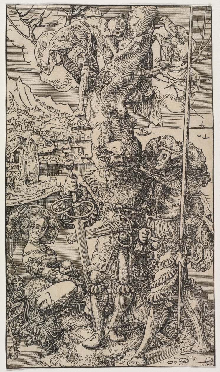 Söldner und eine Frau mit dem Tod in einem Baum von Urs I Graf