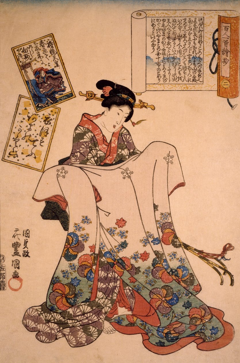 Frau mit prächtigen Kleidern von Utagawa Kunisada