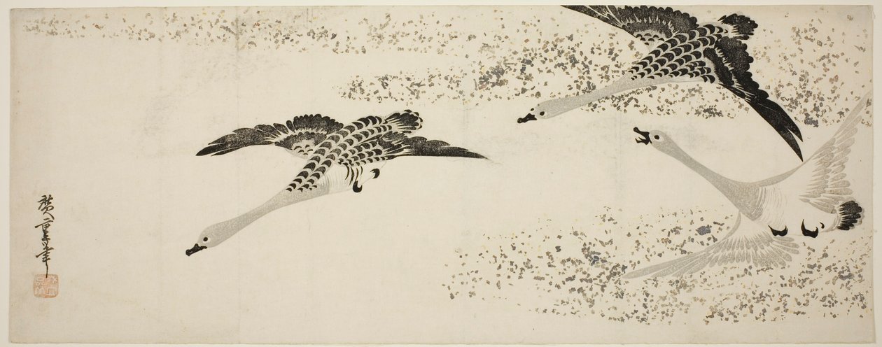 Absteigende Gänse von Utagawa Hiroshige