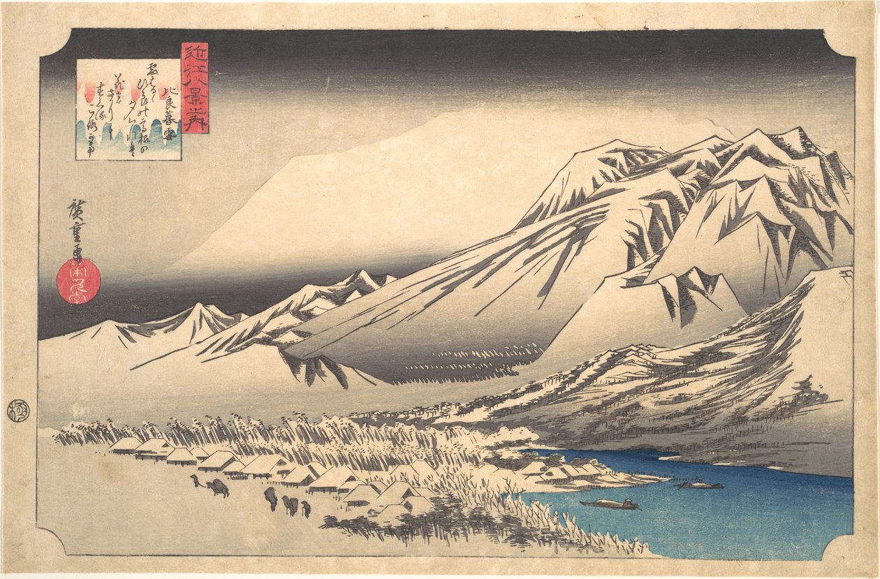 Abendschnee auf dem Berg Hira von Utagawa Hiroshige