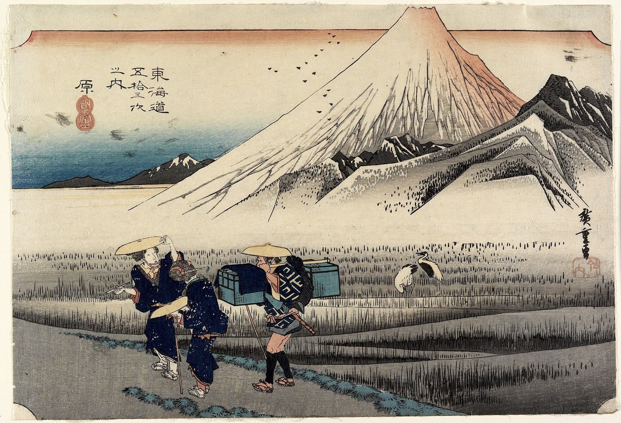 Fuji am Morgen, Hara, ca. 1833 von Utagawa Hiroshige