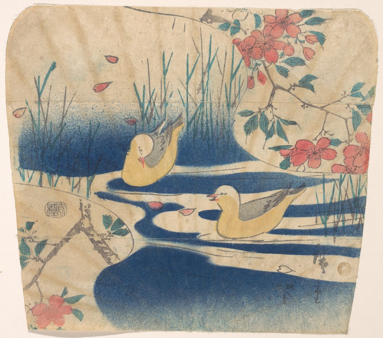 Möwen und Kirschblüten von Utagawa Hiroshige