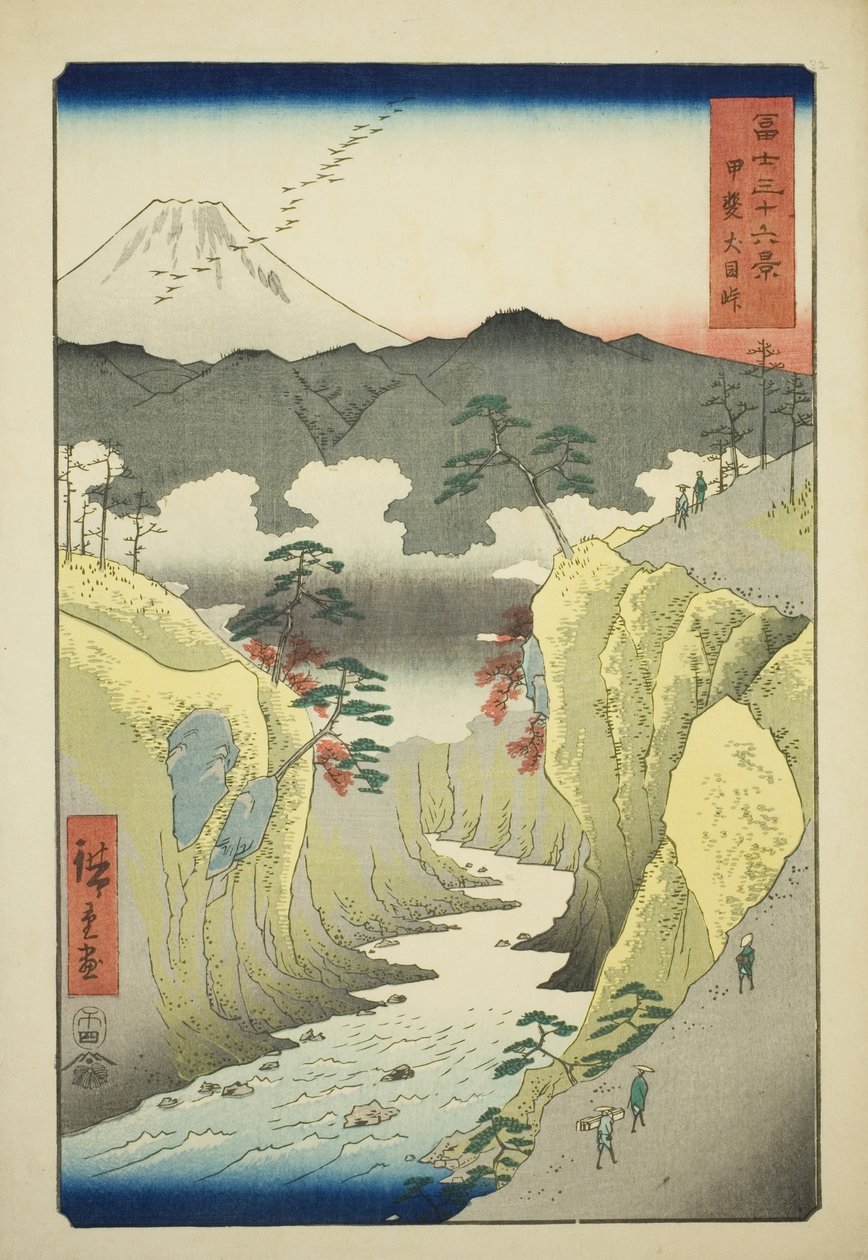 Inume-Pass in der Provinz Kai (Kai Inume toge), aus der Serie "Sechsunddreißig Ansichten des Berges Fuji (Fuji sanjurokkei)" von Utagawa Hiroshige