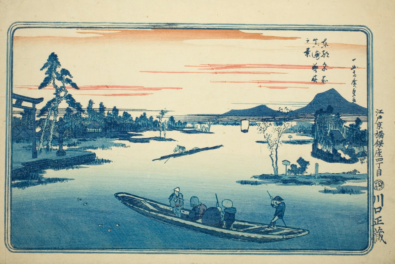 Später Frühling in Massaki (Massaki boshun no kei), aus der Serie "Berühmte Ansichten der östlichen Hauptstadt (Toto meisho)" von Utagawa Hiroshige