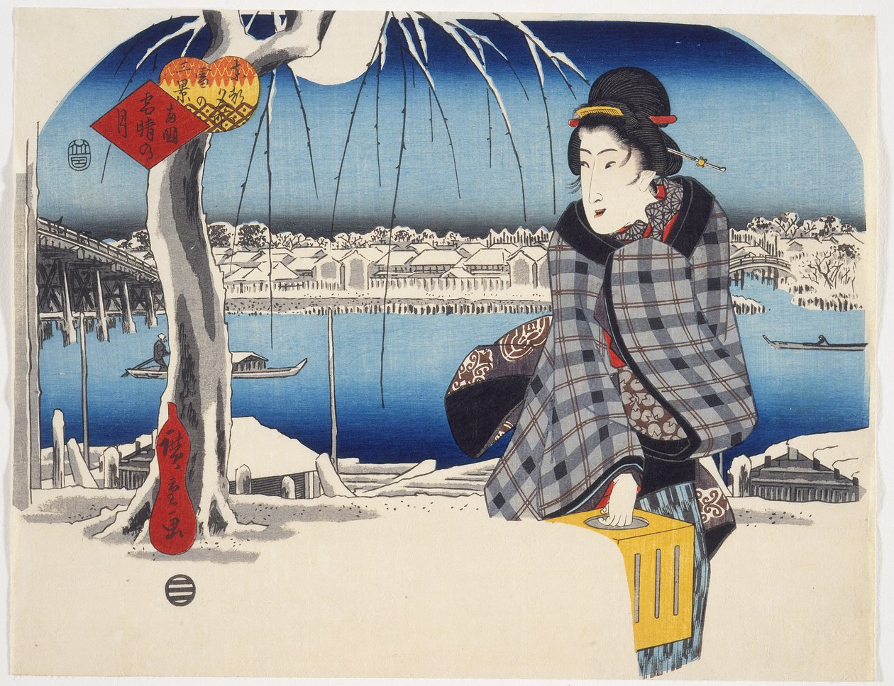 Mond nach Schnee in Ryōgoku von Utagawa Hiroshige
