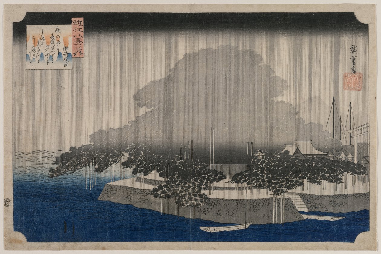 Nachtregen in Karasaki, aus der Serie Acht Ansichten von Ōmi von Utagawa Hiroshige