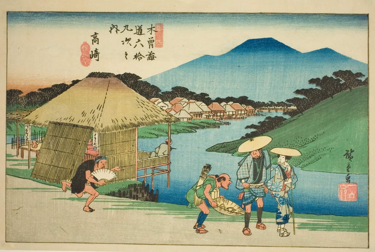 Nr. 14: Takasaki, aus der Serie "Neunundsechzig Stationen des Kisokaido (Kisokaido rokujukyu tsugi no uchi)" von Utagawa Hiroshige