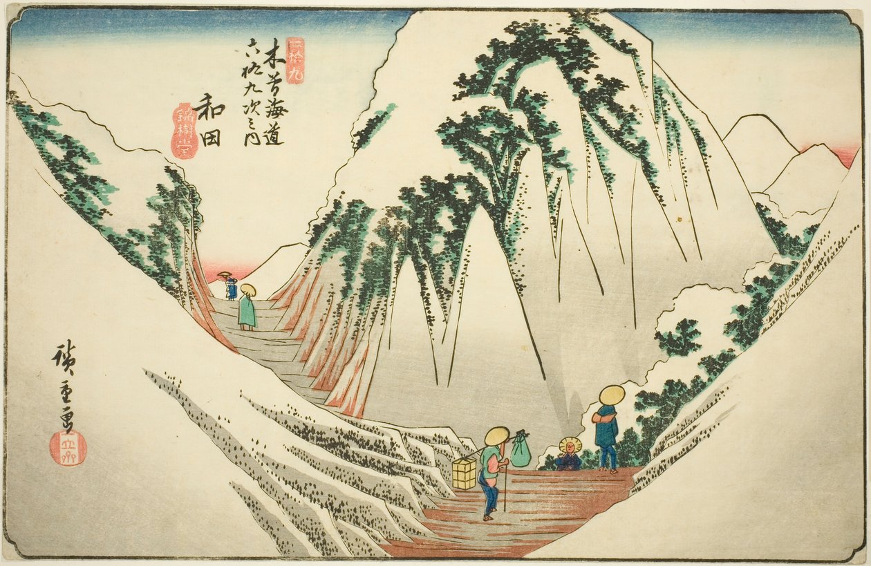 Nr. 29: Wada, aus der Serie "Neunundsechzig Stationen des Kisokaido" von Utagawa Hiroshige