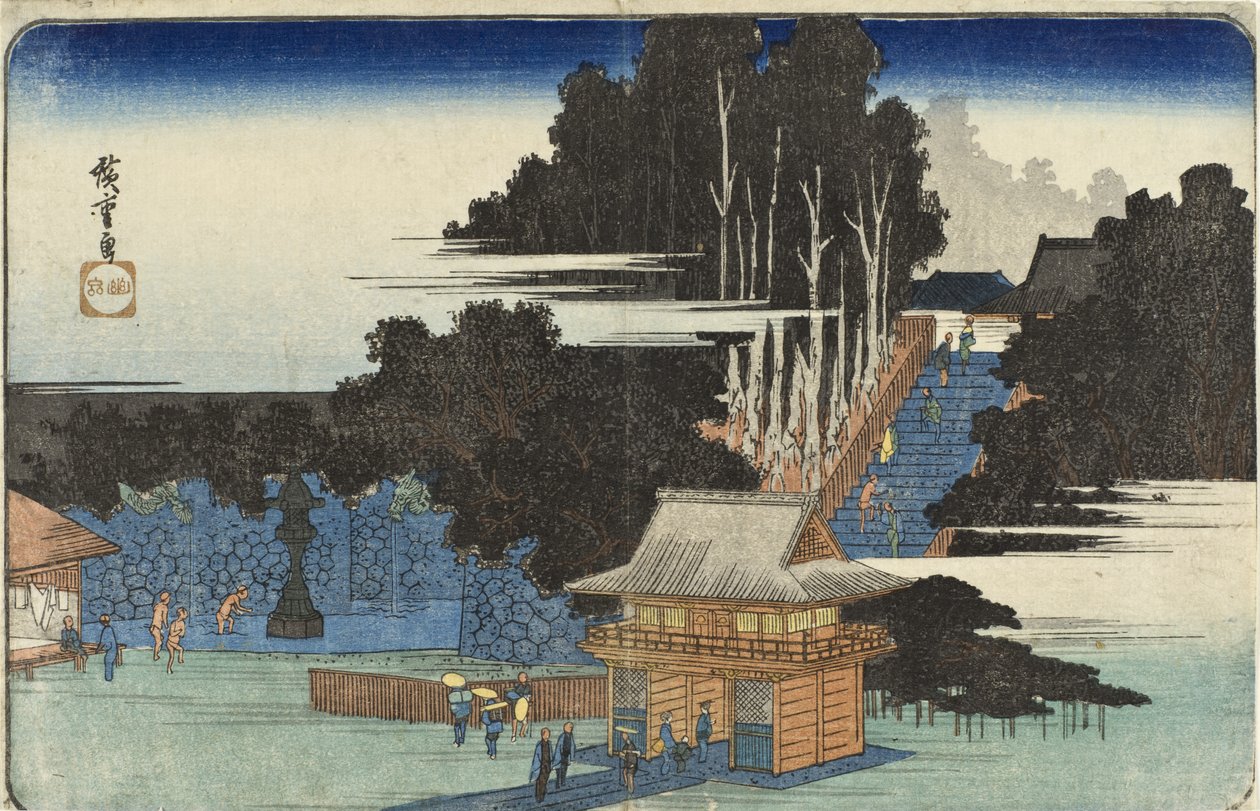 Pilger am Fudō-Schrein, Meguro von Utagawa Hiroshige