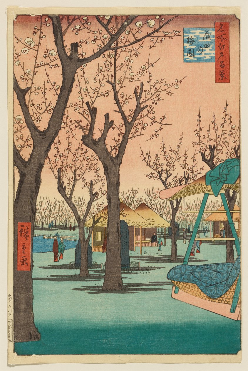 Pflaumengarten, Kamata von Utagawa Hiroshige