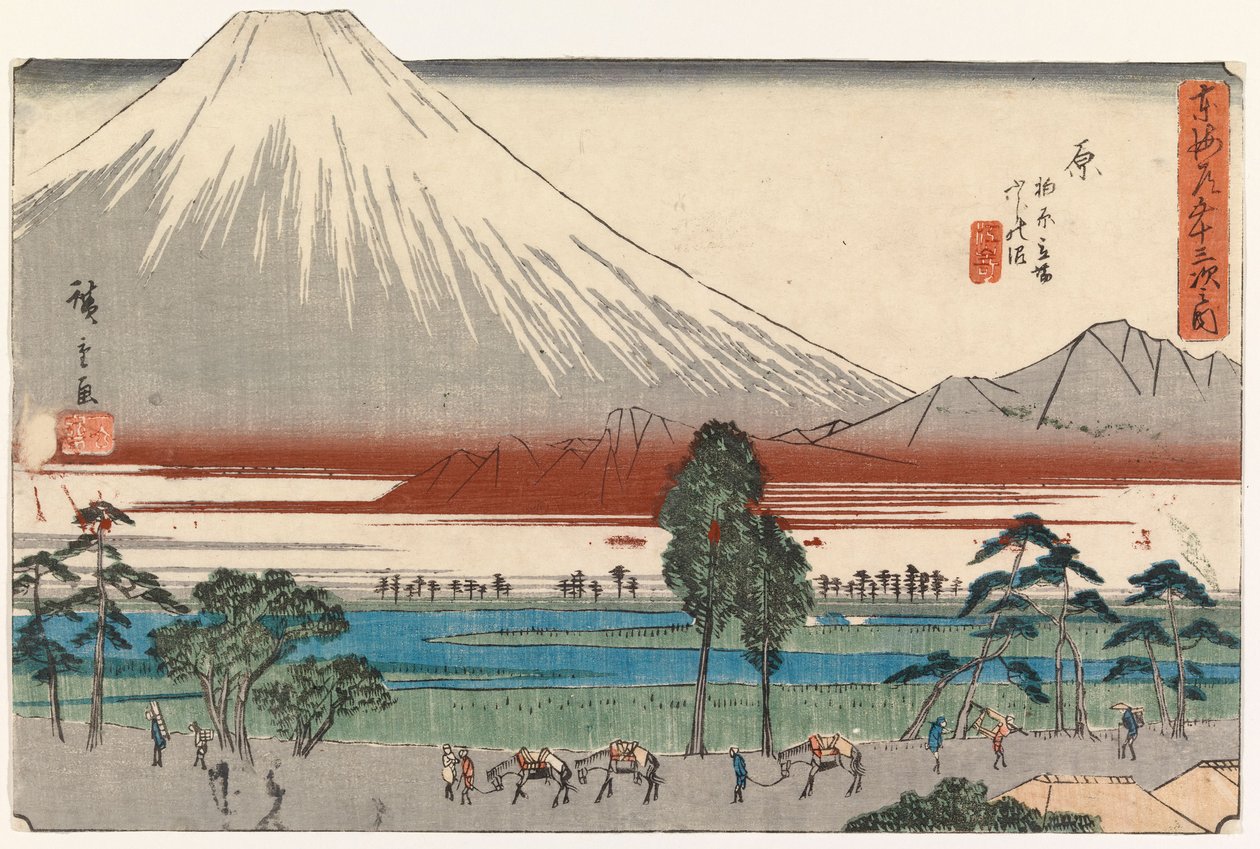 Flusslandschaft am Fuße des Berges Fuji von Utagawa Hiroshige