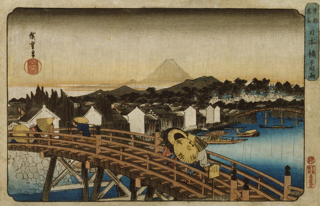 Plötzlicher Regenschauer auf Nihonbashi von Utagawa Hiroshige