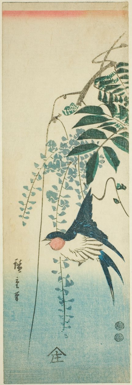 Schwalbe und Glyzinie von Utagawa Hiroshige