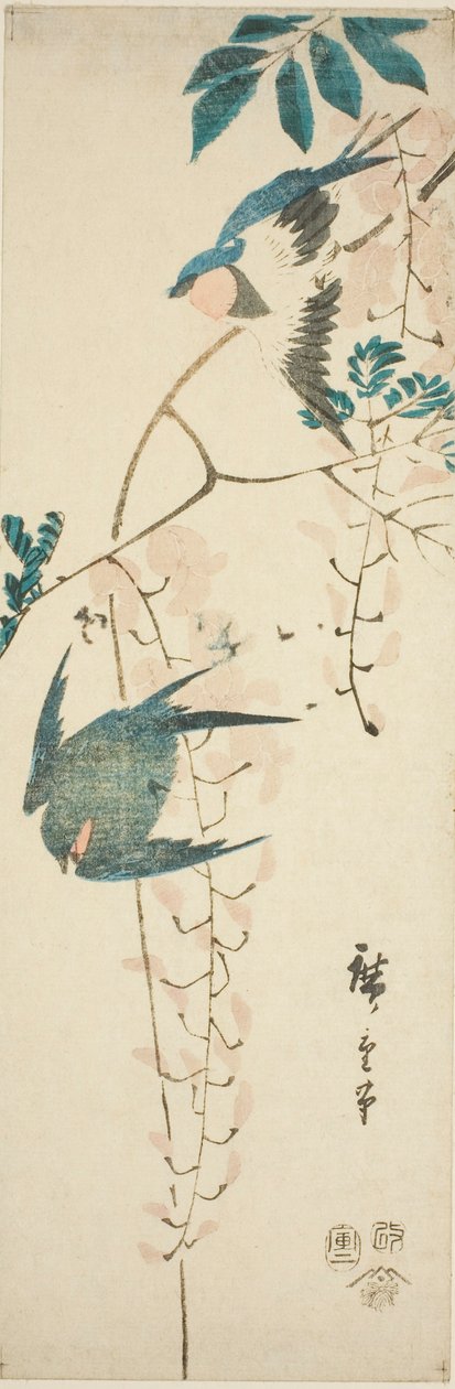 Schwalben und Glyzinien von Utagawa Hiroshige