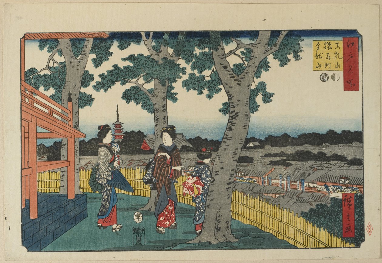 Die Ansicht des Matuschiyama-Hügels, Saruwaka-Distrikt und Kinryu-zan-Tempel, November 1853 von Utagawa Hiroshige