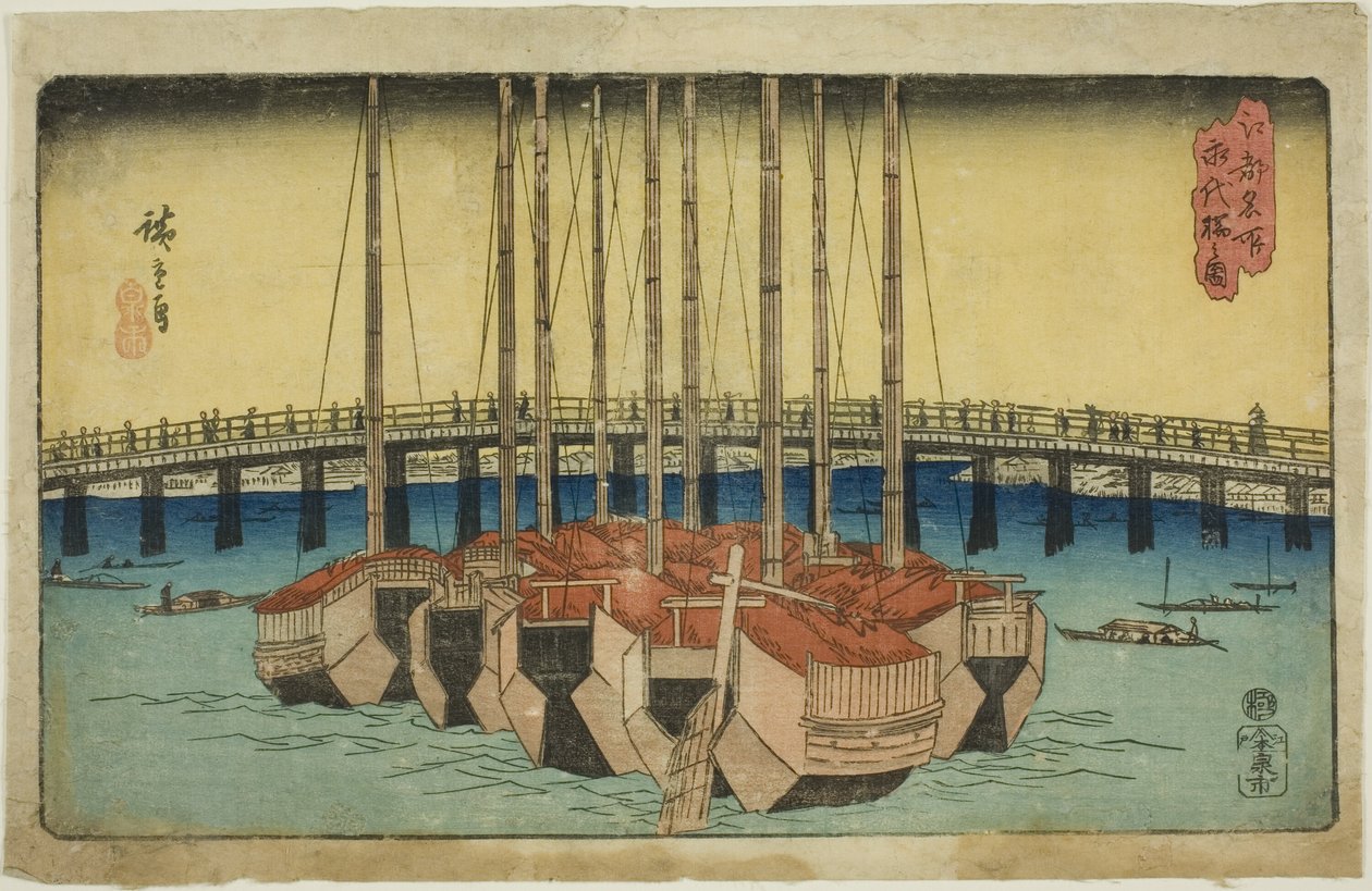Ansicht der Eitai-Brücke, aus der Serie Berühmte Orte in Edo von Utagawa Hiroshige