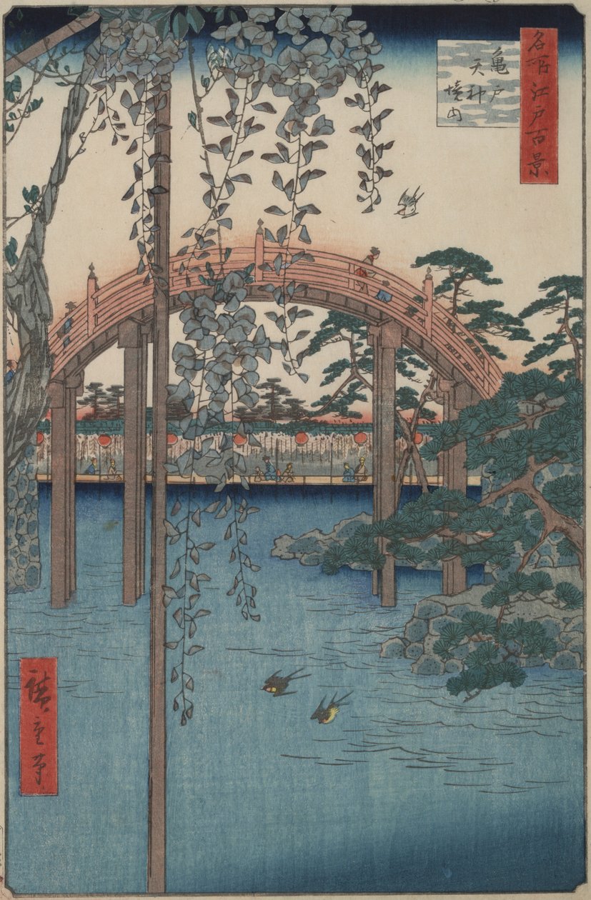 Wisteria am Kameido Tenjin Schrein aus der Serie Einhundert berühmte Ansichten von Edo von Utagawa Hiroshige