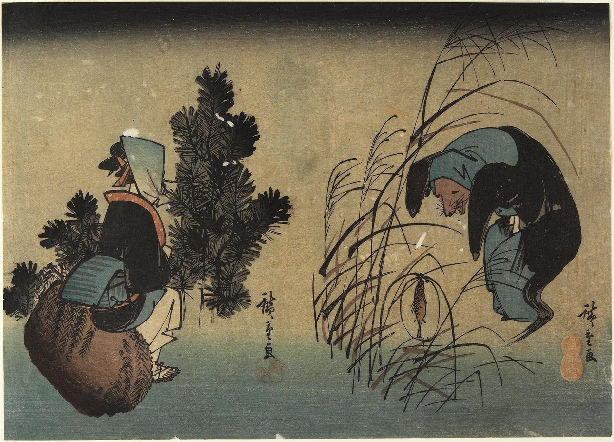Frau und Dachs von Utagawa Hiroshige