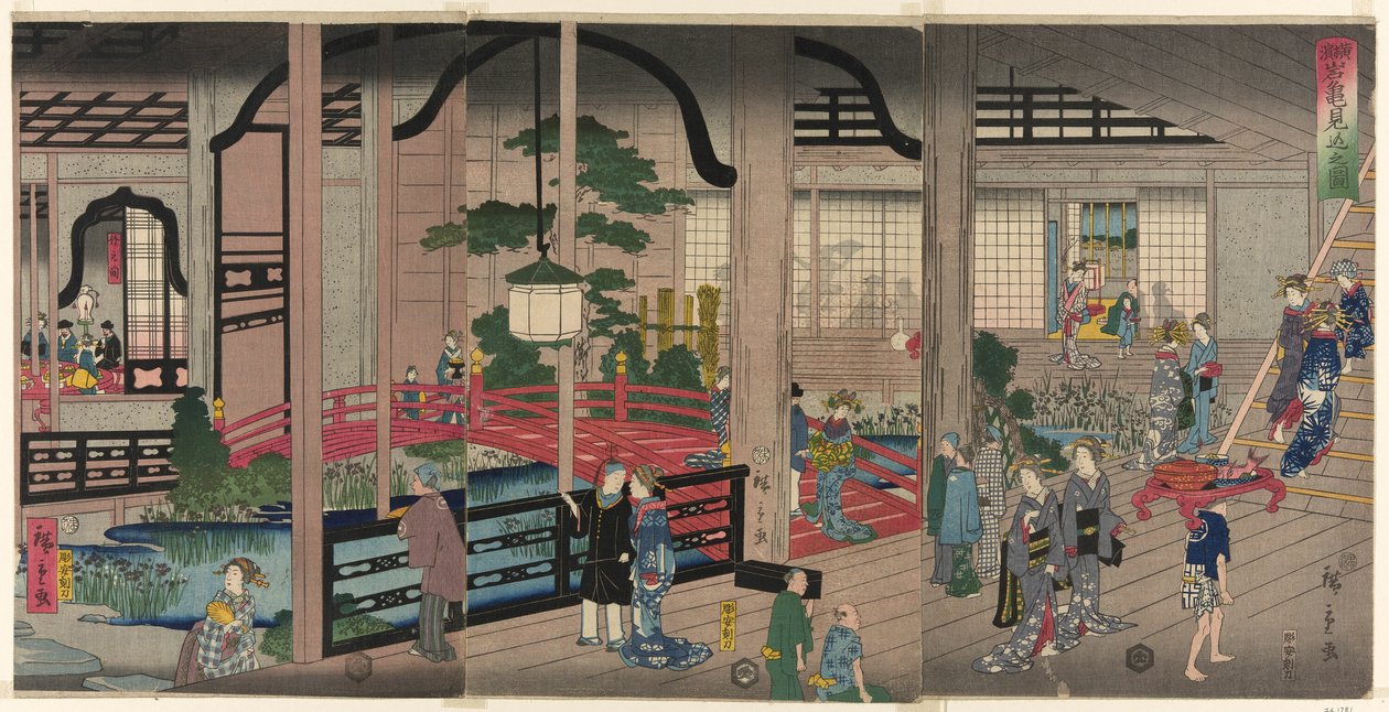 Das Innere des Gankiro in Yokohama (Yokohama Gankiro mikomi no zu) von Utagawa Hiroshige II