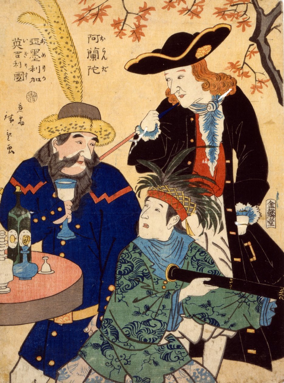 Oranda, Amerika, Igirisu, 1860 von Utagawa II Hiroshige
