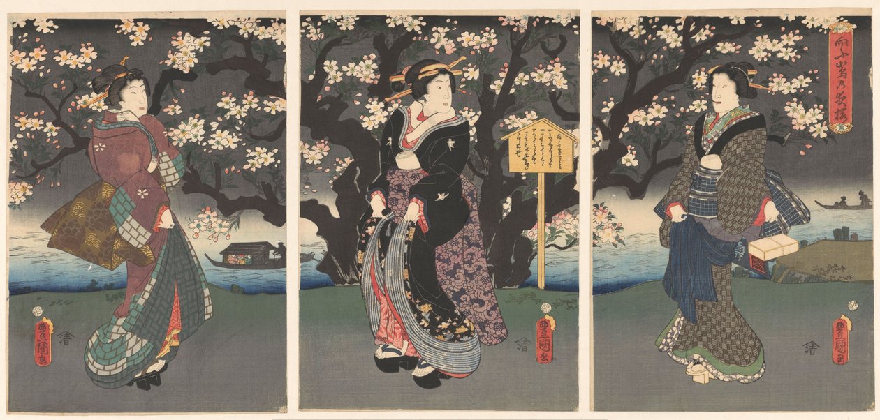 Abendspaziergang am Fluss von Utagawa Kunisada (I)