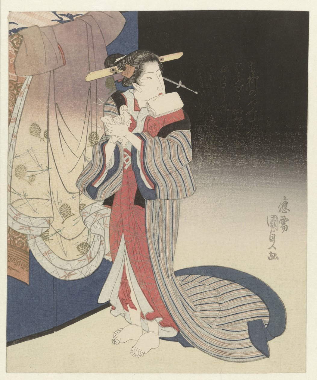 Kurtisane bereitet sich auf die Nacht vor von Utagawa Kunisada (I)