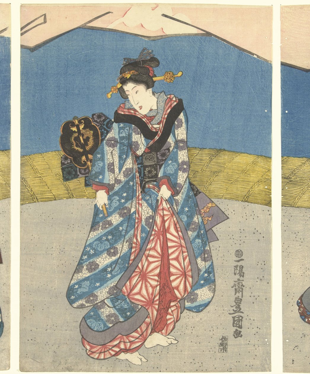 Schönheiten bei einem Hahnenkampf von Utagawa Kunisada (I)
