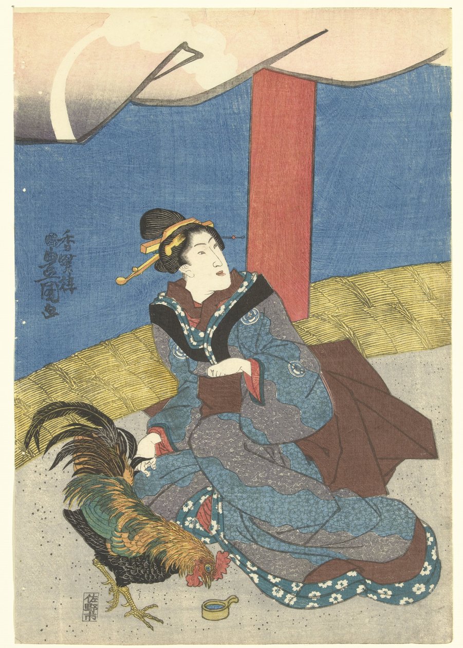Schönheiten bei einem Hahnenkampf von Utagawa Kunisada (I)