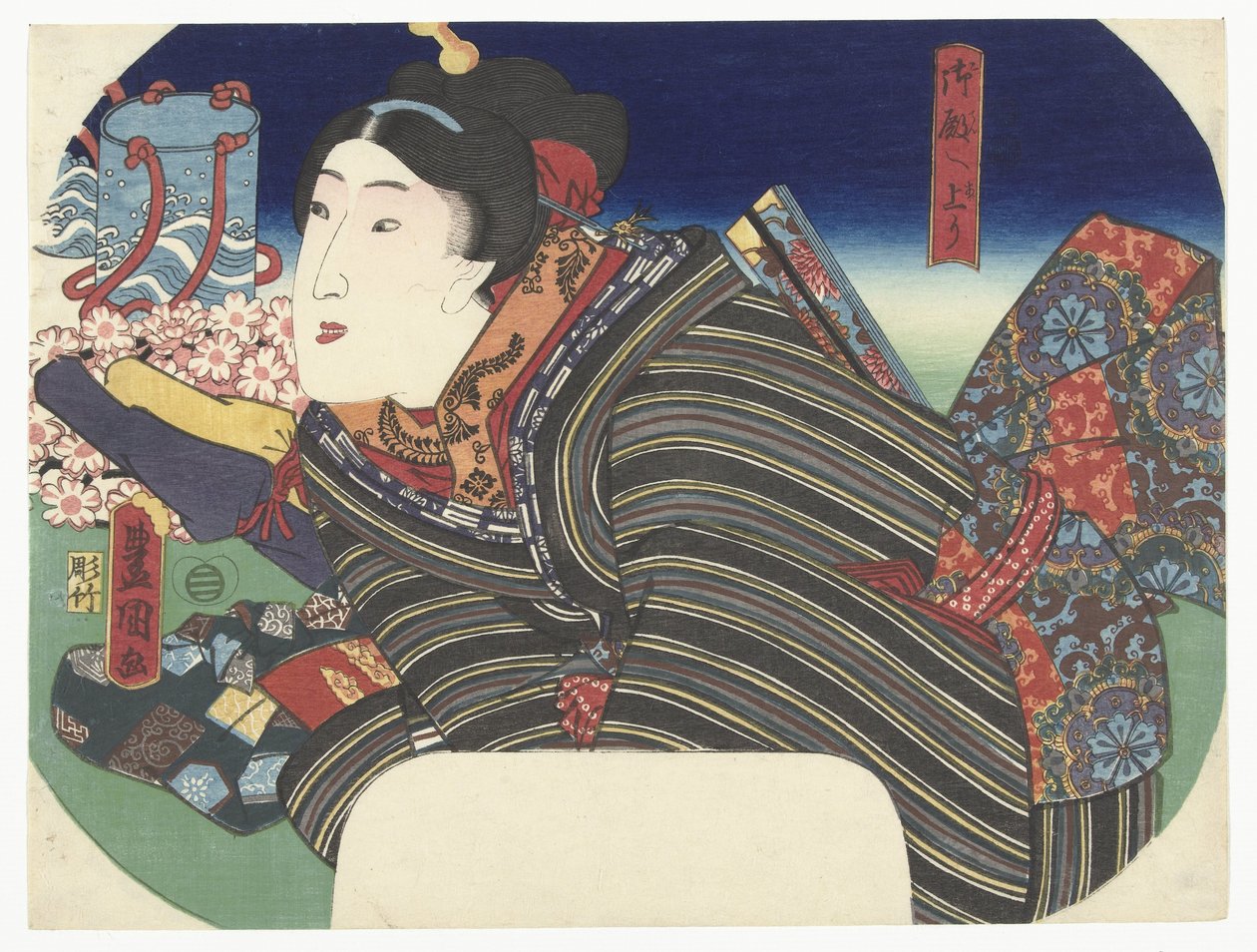 Frau mit Wasserkrügen von Utagawa Kunisada (I)