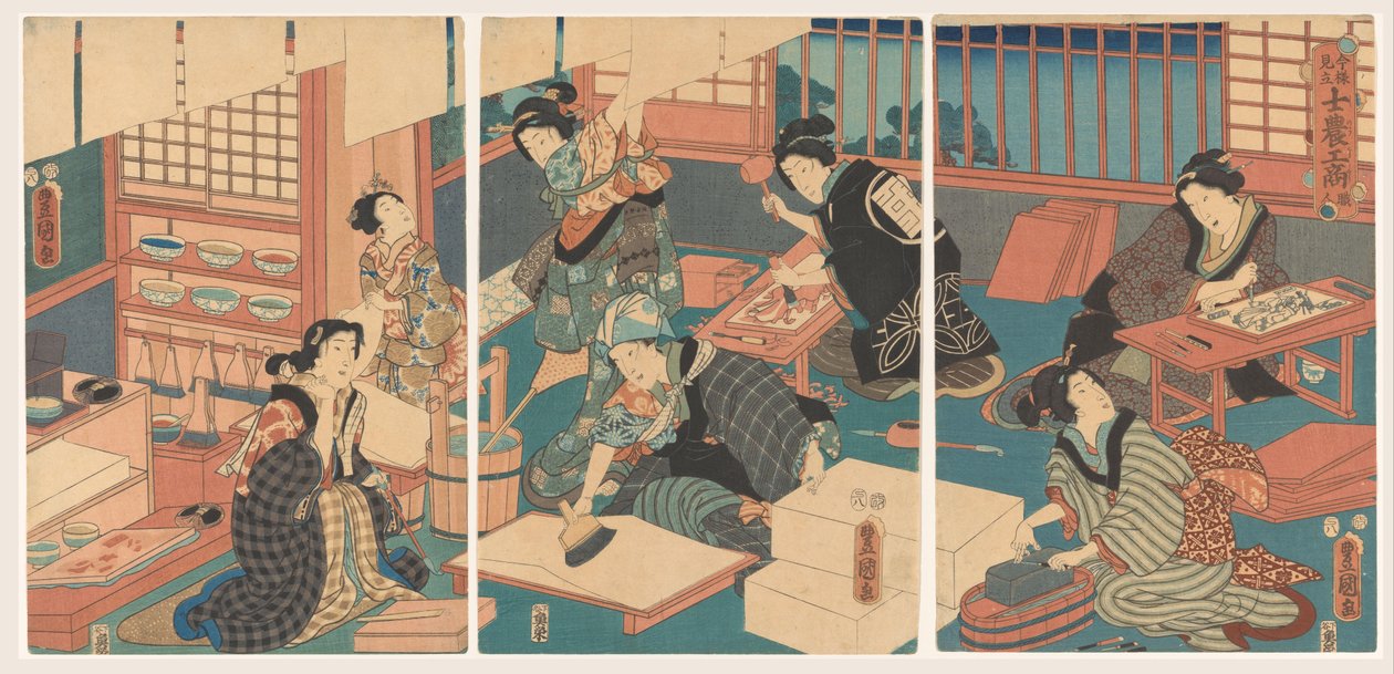 Frauen machen Drucke von Utagawa Kunisada (I)