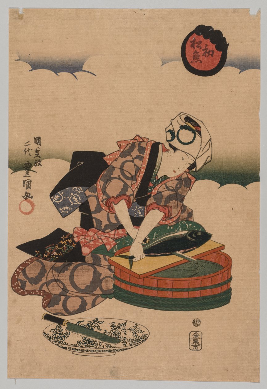 Bonita vorbereiten von Utagawa Kunisada
