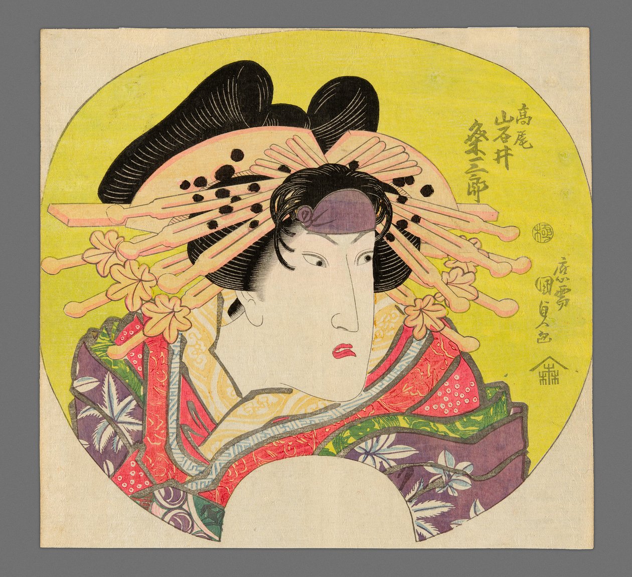 Iwai Kumesaburo II als Kurtisane Takao in Banzei Okuni Kabuki von Utagawa Kunisada II
