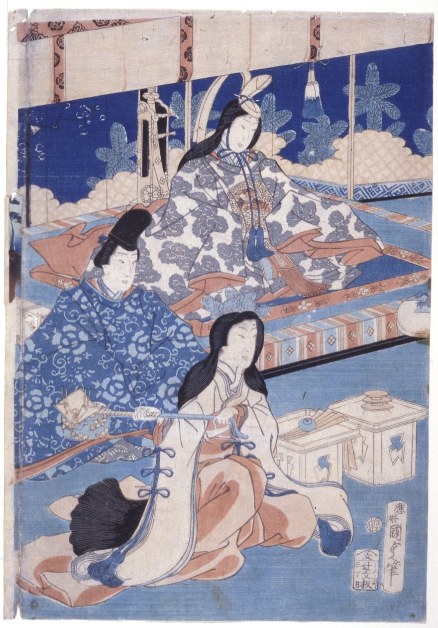 Frühlingsempfang mit einer Blumenversammlung von Utagawa Kunisada II