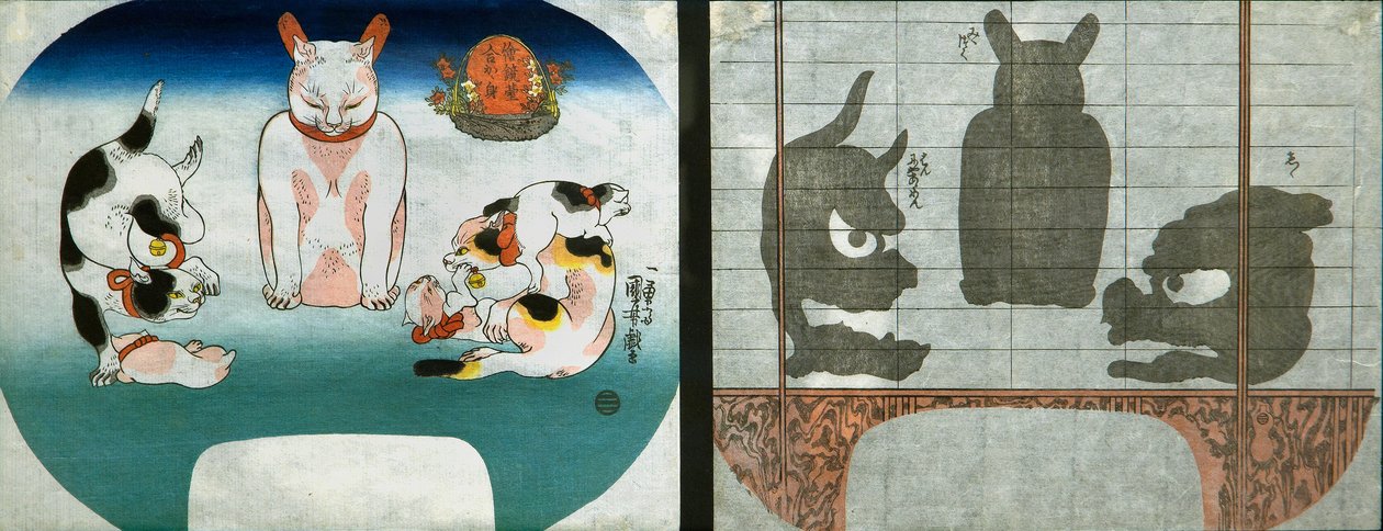 Katzen: Chinesischer Tempellöwe von Utagawa Kuniyoshi