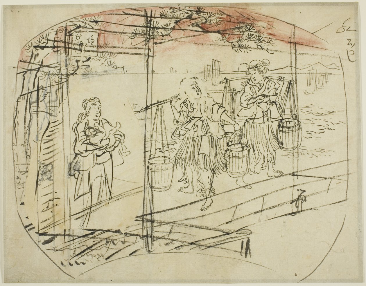 Salzwasser am Strand sammeln von Utagawa Kuniyoshi
