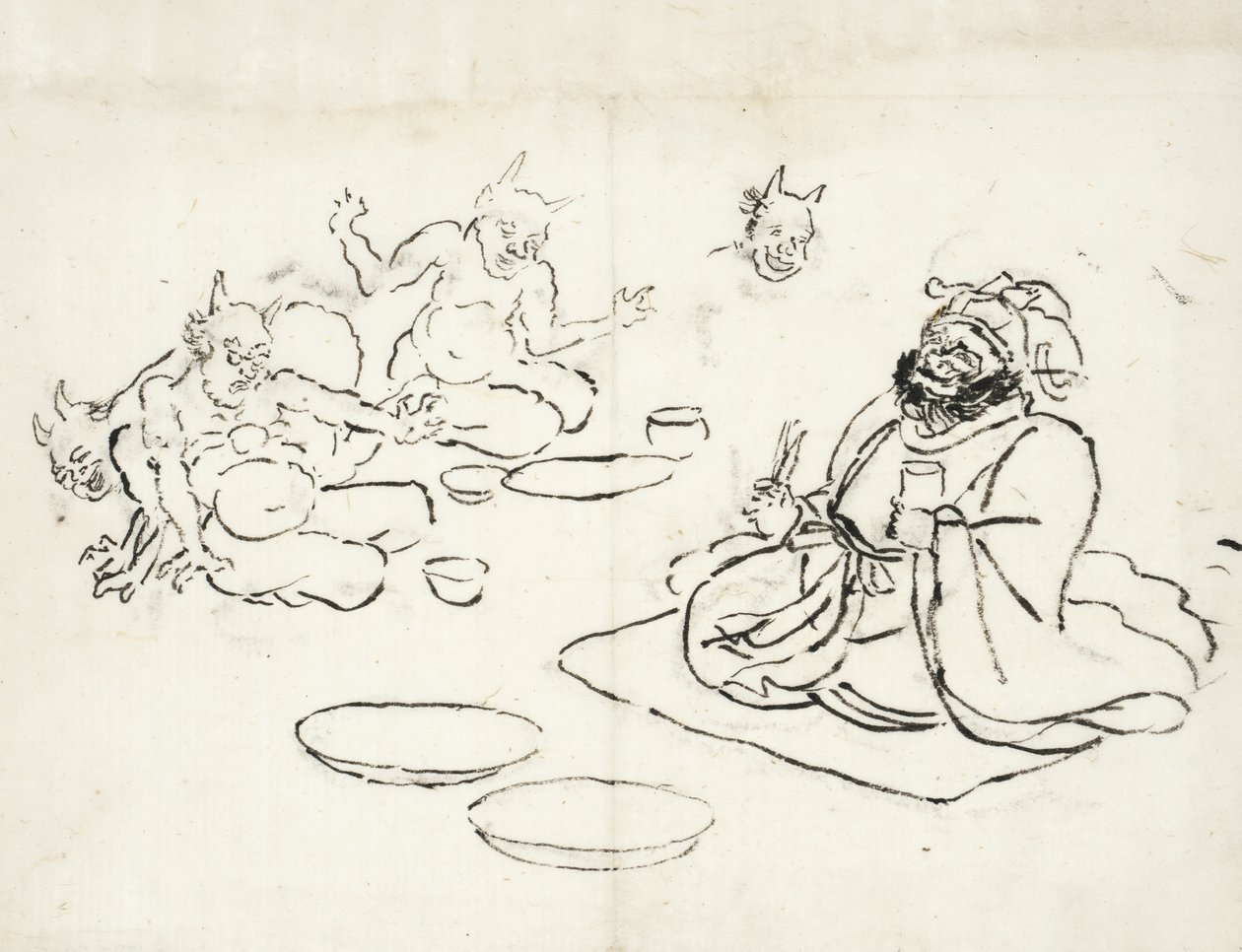 Skizze von Dämonen, die den König der Hölle amüsieren von Utagawa Kuniyoshi