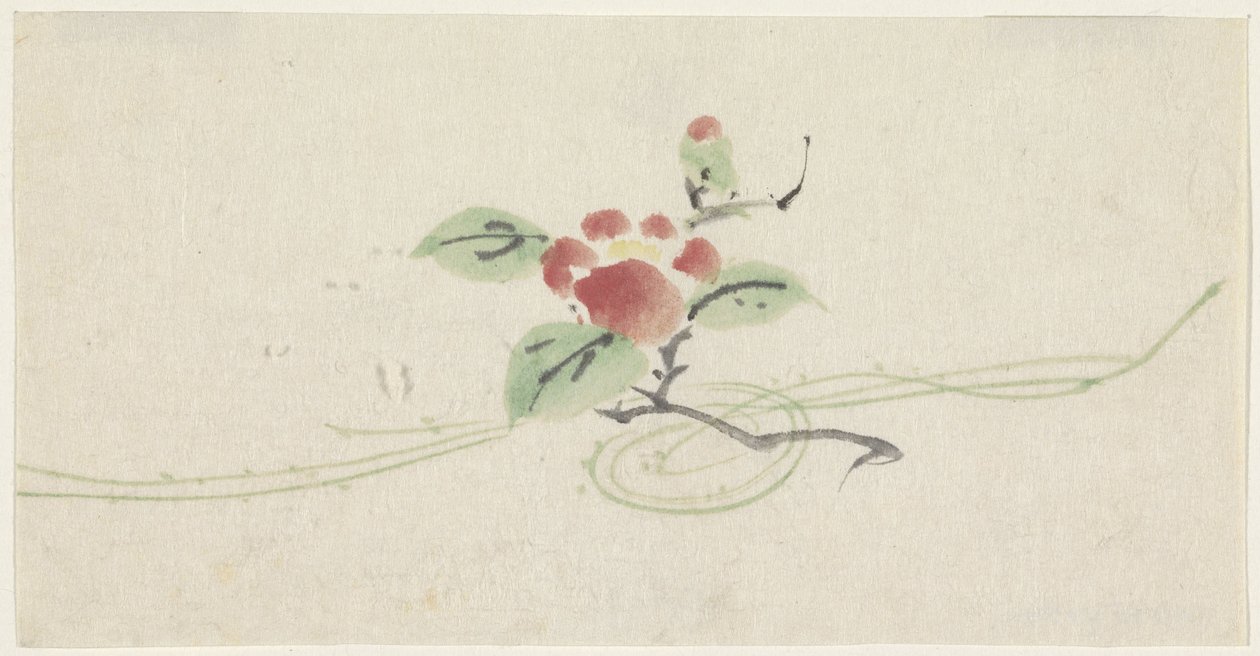 Zweig mit roter Kamelie von Utagawa Kuniyoshi
