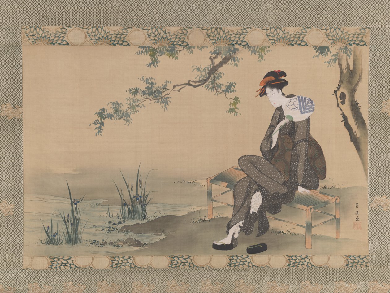 Frau, die sich abkühlt, ca. 1800 von Utagawa Toyohiro